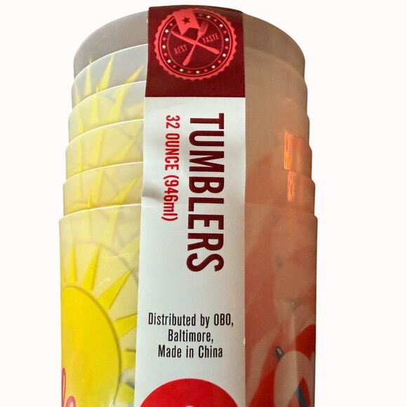 Summer Vibe Plastic Tumblers Set of 6 Life Is Good Drinkware Beach Colorful Cups - Picture 7 of 13